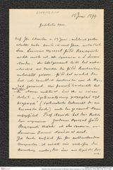 Nachlass Franz Steindachner, Brief von Benedykt Tadeusz Dybowski an Franz Steindachner (15.06.1899), Inv.Nr. 121.01, Seite 1